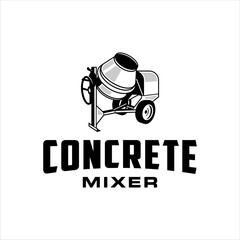 Concrete mixer company logo with masculine style design
