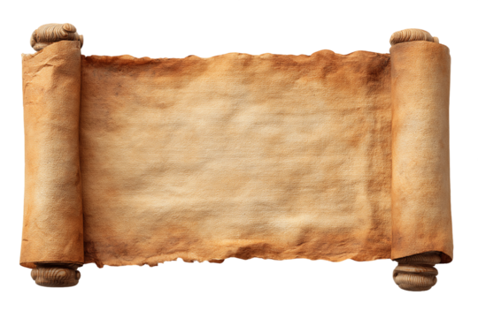 Aged Parchment Scroll on Transparent Background, PNG