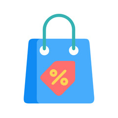 Flat design shopping bag icon with discount symbol