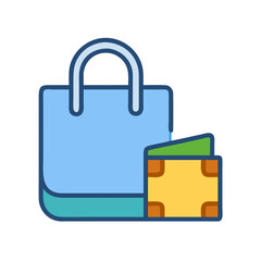Shopping bag and wallet icon representing retail purchases