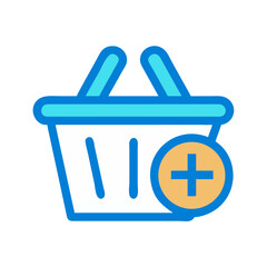 Shopping basket icon with plus sign for addition
