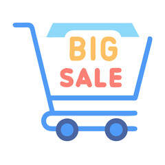 Stylized shopping cart icon advertising a big sale event