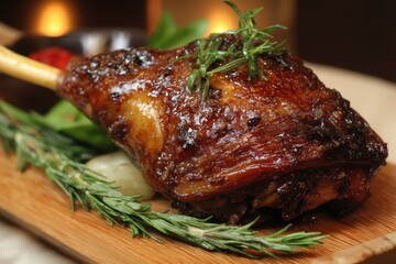 Confit duck leg roasted