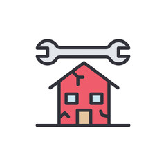 House Repair Concept Symbolizing Maintenance With Wrench Above It