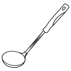 Ladle Spoon Line Art – Kitchen Utensil Outline Illustration