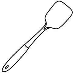 Kitchen Spatula Line Art – Cooking Utensil Outline Illustration