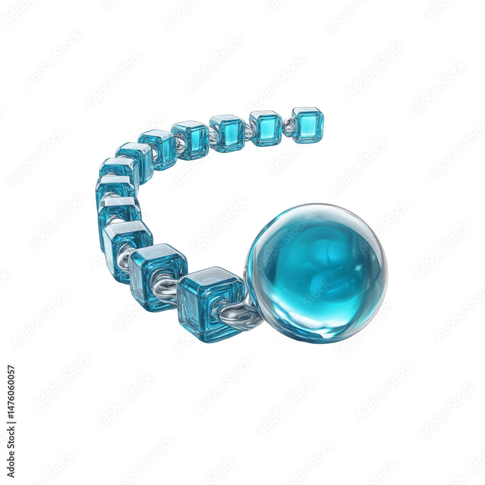 Aufkleber abstract 3d rendering of a blue crystal chain connected to a sphere