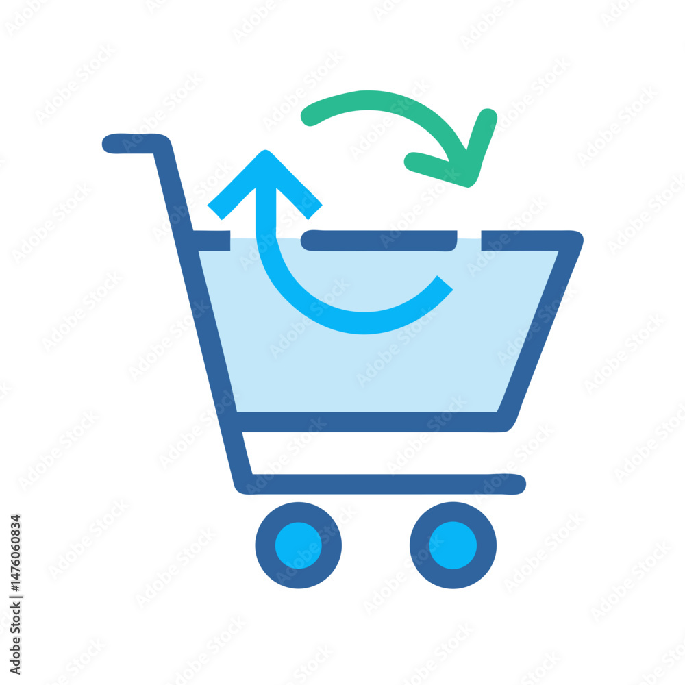 Poster shopping cart icon symbolizing return and exchange processes