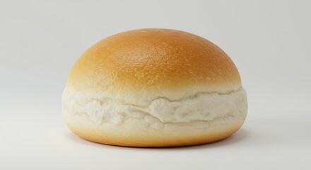 Perfectly Baked Golden Bun with Soft Texture on a Clean White Background