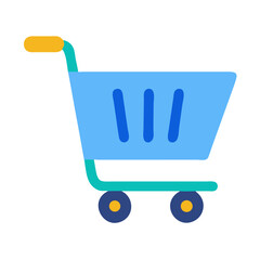 Flat design shopping cart icon on black background illustration