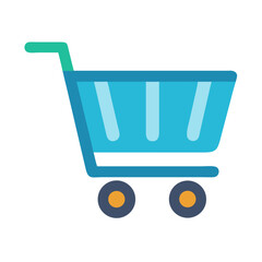 Stylish blue shopping cart icon on black background