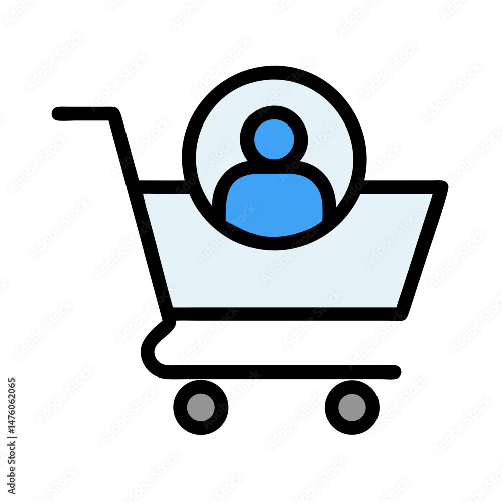Poster customer data within a shopping cart conceptual flat image