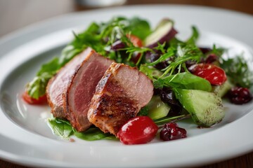 Duck breast salad with light ingredients