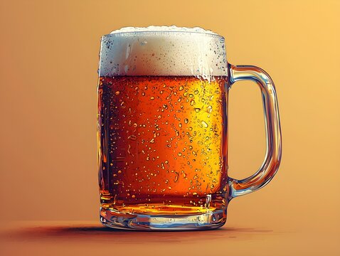 Vintage Beer Glass on Modern Brown Background