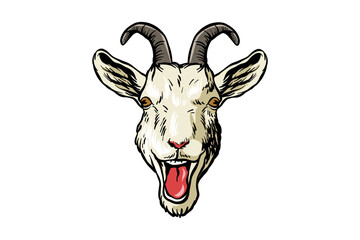 cute and happy goat head illustration