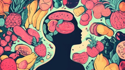 Healthy Diet  Brain Food  Fruit  Vegetable Illustration
