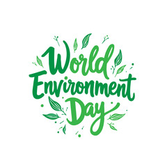 Celebratory green lettering design for world environment day campaign