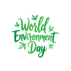 Fototapeta premium Typographic design celebrating World Environment Day with vibrant green foliage