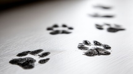 Dog paw print on a surface capturing the trace of past moments and cherished memories in a simple yet heartfelt design