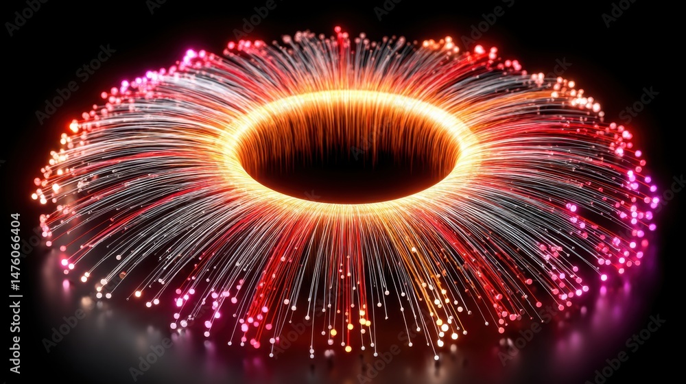Poster fireworks creating a circle of sparks illuminating the night sky with a spectacular display of color