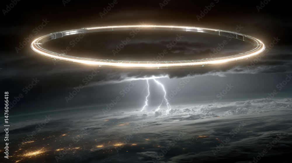 Poster of lightning creating a stunning visual of natural power and turbulence in the outer edge of a storm