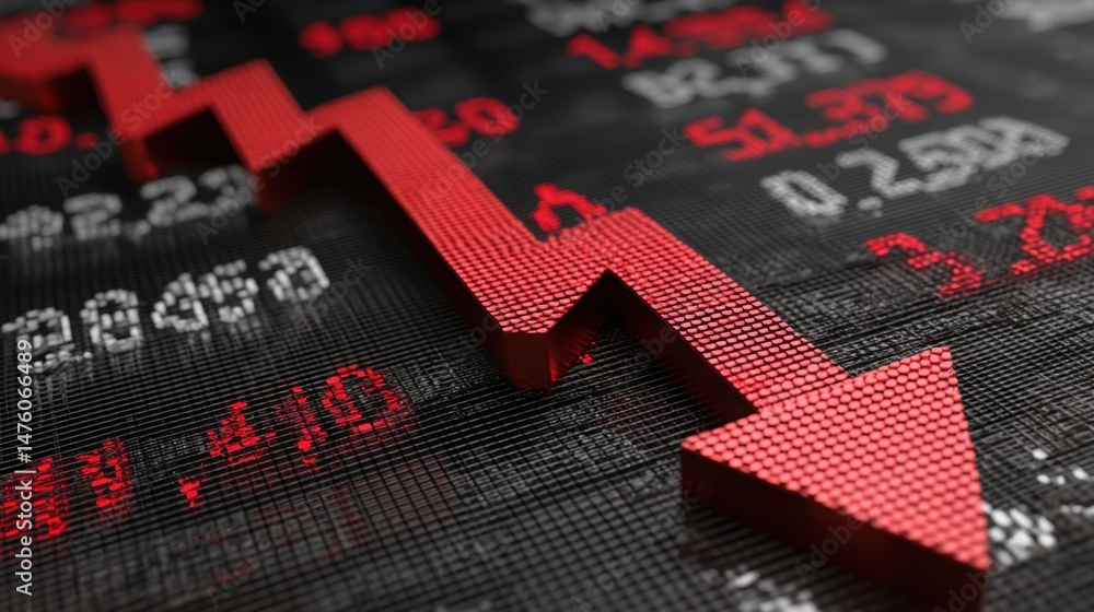 Poster red arrow on black background representing key traded volume with a heatmap concept for market analy