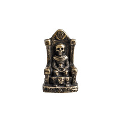 Obraz premium Bronze Skeleton King Figurine on Throne, Gothic Style Sculpture