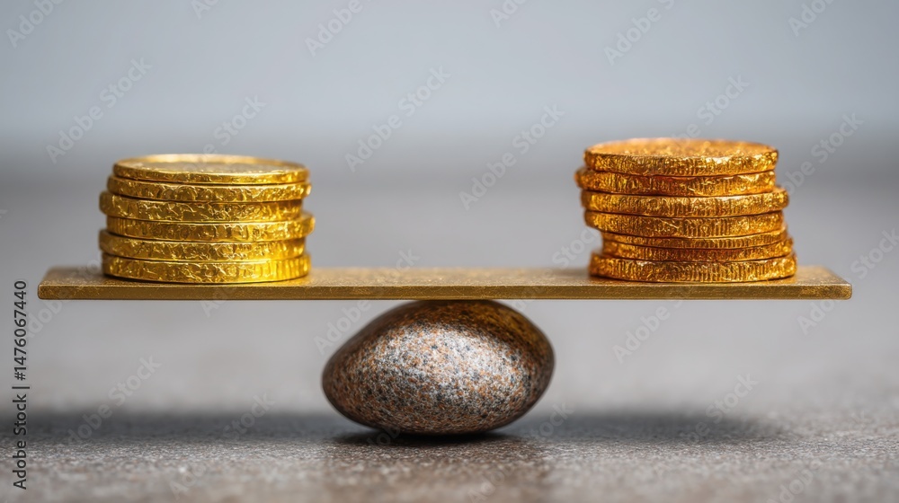 Poster gold coin on a scale illustrating wealth strategy and the concept of structured capital scaling for 