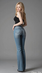 女性, ジーンズ,, 長身, スポーツ, オフィス