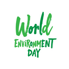 Vibrant Green Typography Celebrating World Environment Day on Pure White