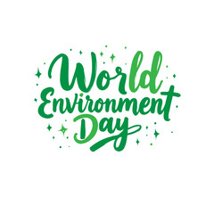 Celebration of World Environment Day with green calligraphy and decorative elements