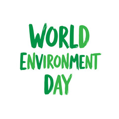Green handwritten text symbolizing global environmental awareness celebration day