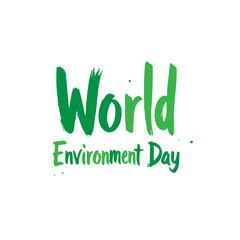 Promotional banner showcasing world environment day with green artistic lettering