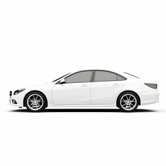 Fototapeta premium A white car with a smooth, blank surface, isolated on a white background