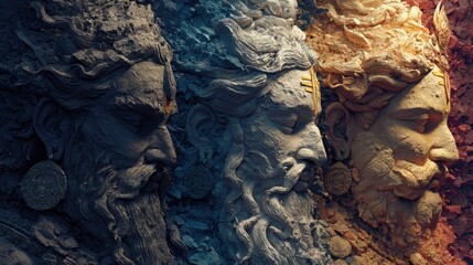 Naklejka premium Artistic depiction of trimurti shiva as the destroyer in vibrant colors digital artwork spiritual setting