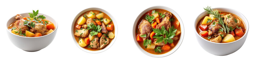 Delicious Hearty Chicken Vegetable Soup in White Bowls - Perfect for Food Photography, Recipe Books, or Culinary Promotions