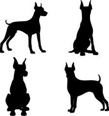Doberman Dog Silhouettes Set