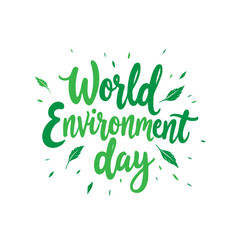 Fototapeta premium Illustrated Green Calligraphy for World Environment Day Celebration Concept