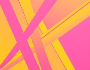 Intersecting ribbons of pink and yellow with gradient effects