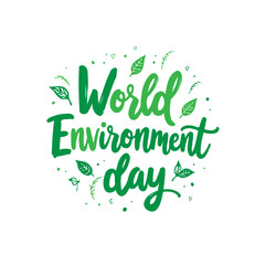 Obraz premium Calligraphic illustration with environmental message and foliate elements for banner