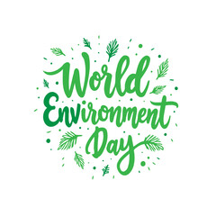 Obraz premium Lush green lettering celebrating World Environment Day with organic flourishes