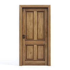 Wooden door isolated on white background. Plastic door