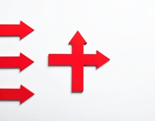 A series of vibrant red arrows, each pointing upward and to the right, create a dynamic visual flow, symbolizing growth, progress, and upward momentum.