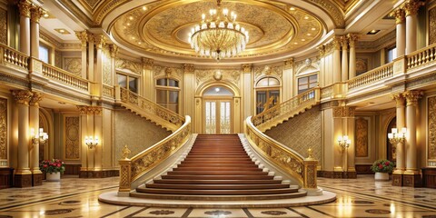 Obraz premium Golden Tiered Platform in Grand Hallway, ornate decoration