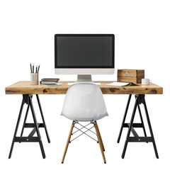 Fototapeta premium Desk side view full body isolate on white background,