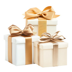 Wrapped in Elegance: A collection of pristine gift boxes, each adorned with luxurious golden ribbons, create an inviting display, promising moments of joy and celebration.