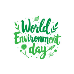 Fresh green design celebrating the World Environment Day, isolated on white