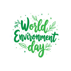Decorative green lettering commemorating the global day for environmental awareness