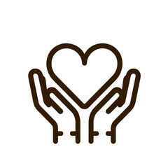 Hands holding a heart icon on a transparent background for social networks  