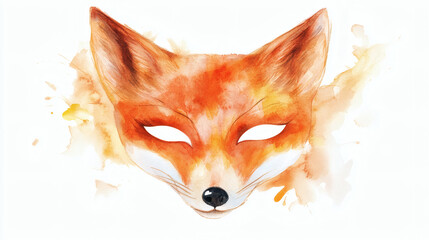 Obraz premium mask, fox, expression, watercolour, vibrant, display, creativity, unique, theme, colourful, personality, joy, nature, lifestyle, style, aesthetic, isolated